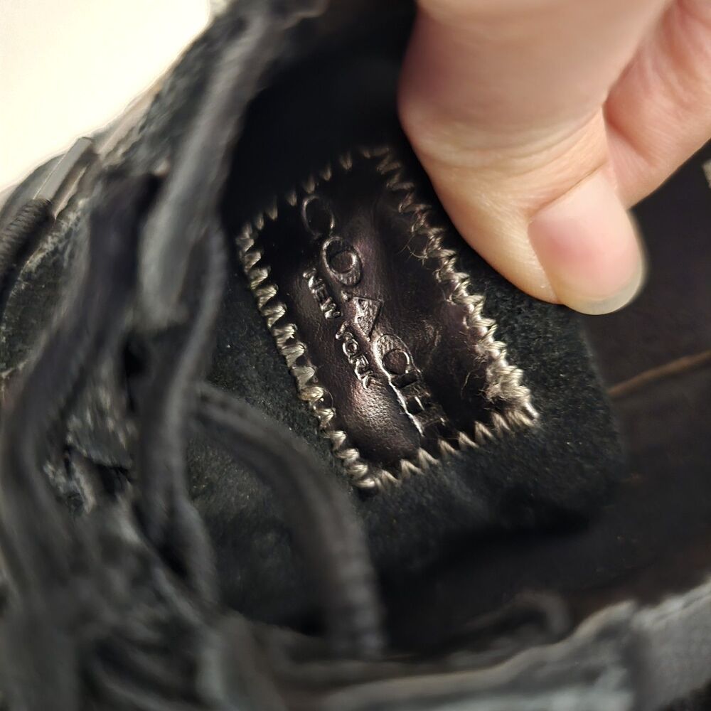 Coach Canvas Signature Logo Lace up Low Top Black Sneakers Shoes US 10B Womens - Picture 9 of 16